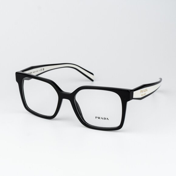 Prada Men Eyeglasses Black Square PRB03V 16K1O1 NEW AUTHENTIC - Picture 1 of 9